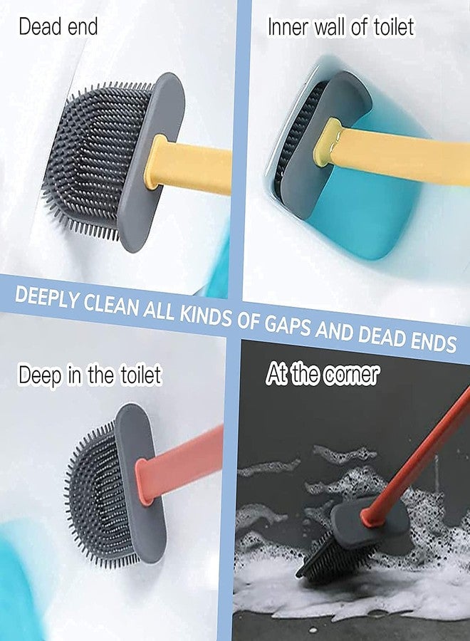 Emergity Silicon Toilet Cleaner Brush, Flexible Toilet Brush, Toilet Cleaning Brush, Toilet Brush with Holder Stand (Multi Colour) - Image 3